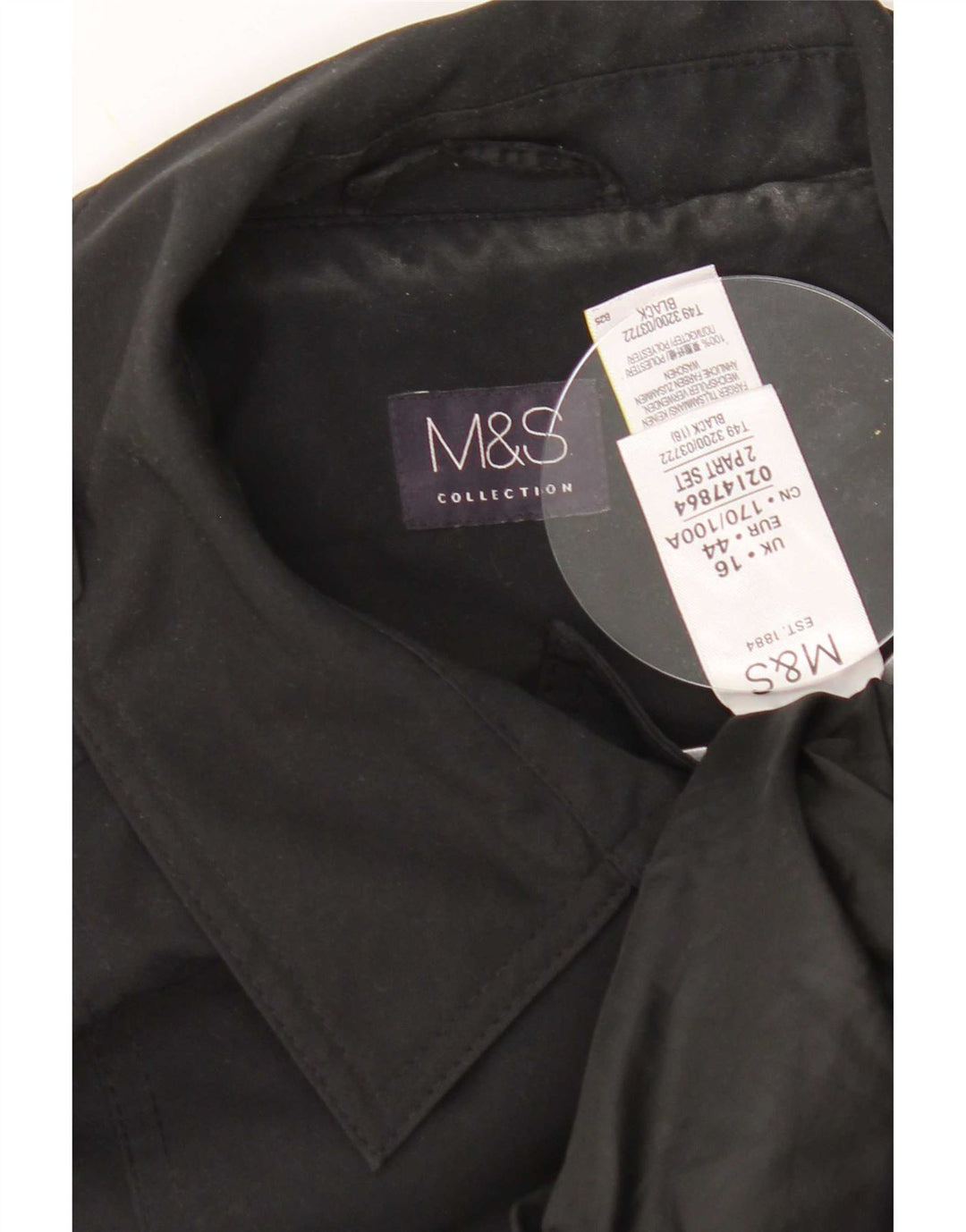 Marks & Spencer Damski trencz UK 16, duży, czarny poliester