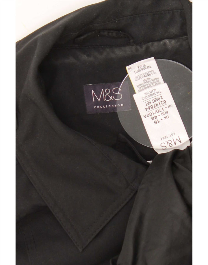 Marks & Spencer Damski trencz UK 16, duży, czarny poliester