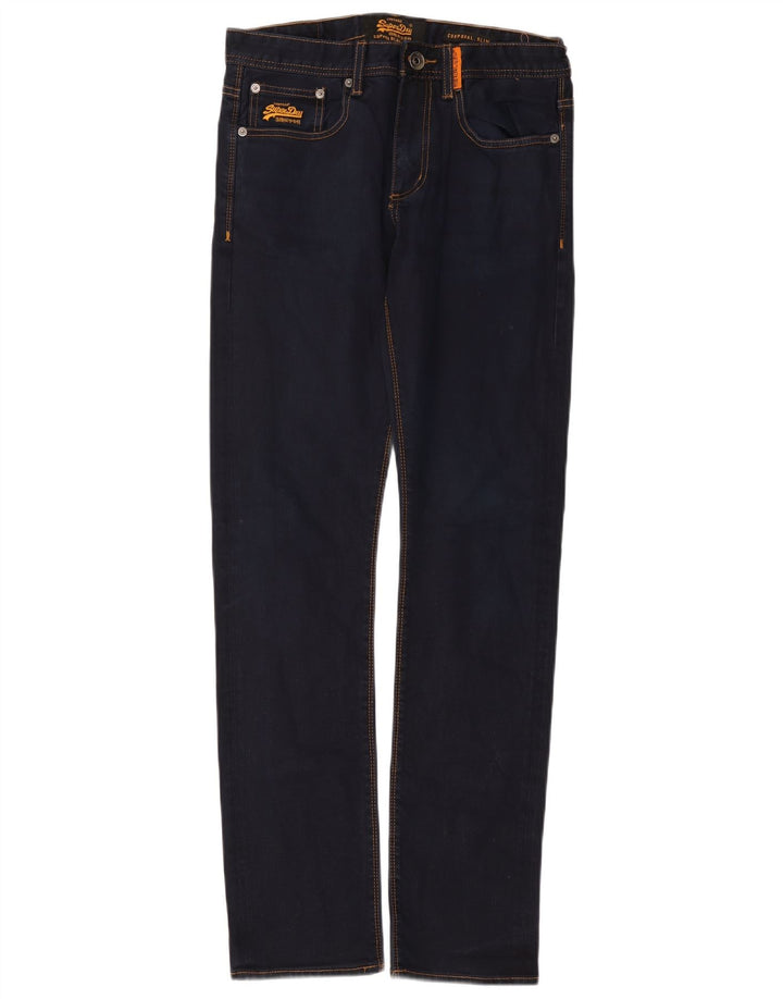SUPERDRY Męskie jeansy typu corporal slim W32 L34 Granatowa bawełna