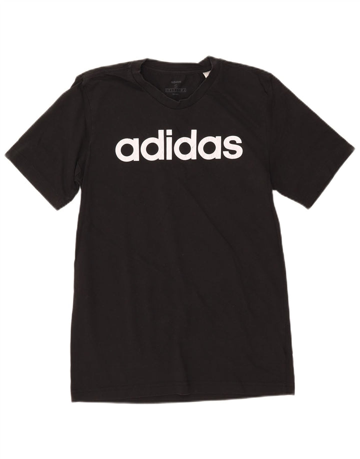 Męski T-shirt z grafiką ADIDAS, mały, czarny, bawełniany