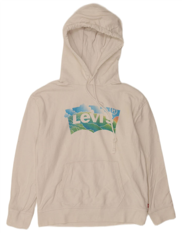 Męski sweter z kapturem i grafiką Levi's, mały, biały, bawełniany