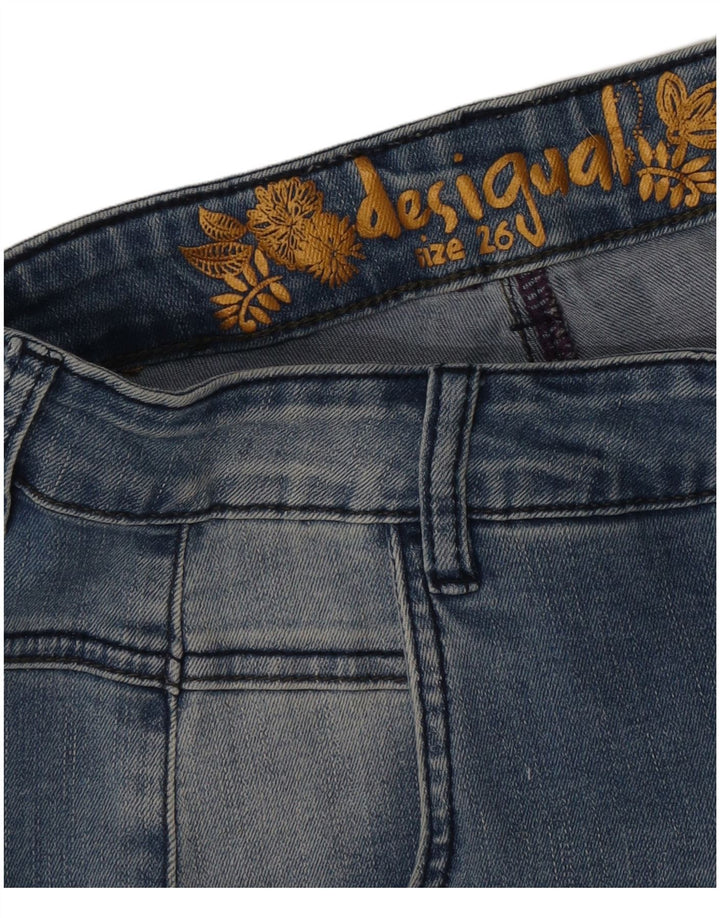 Damskie jeansy Desigual w trudnej sytuacji W26 L26 Niebieskie kwiaty