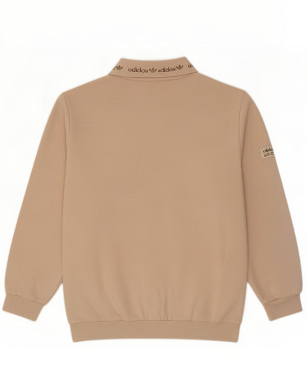 Męska bluza Adidas z grafiką i zamkiem błyskawicznym, mała, beżowa, bawełniana