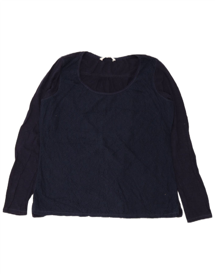 Damska bluzka z długim rękawem Fat Face UK 18 XL Granatowa bawełniana w kwiaty