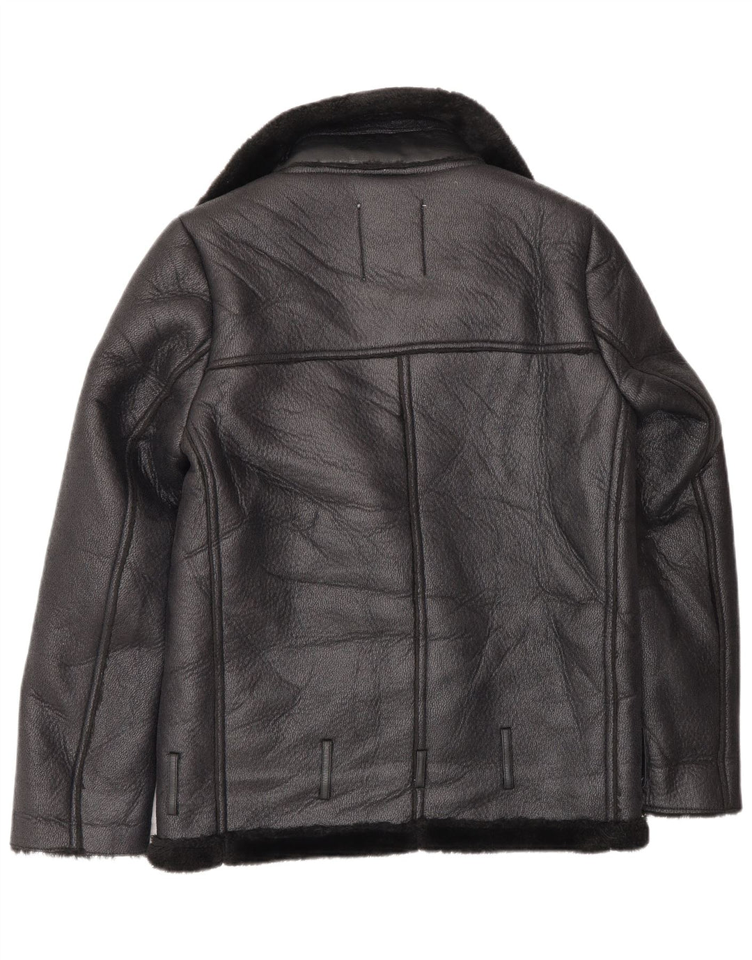 Damska kurtka typu oversize Biker Sherpa o luźnym kroju Zara UK 6 XS, czarny poliester
