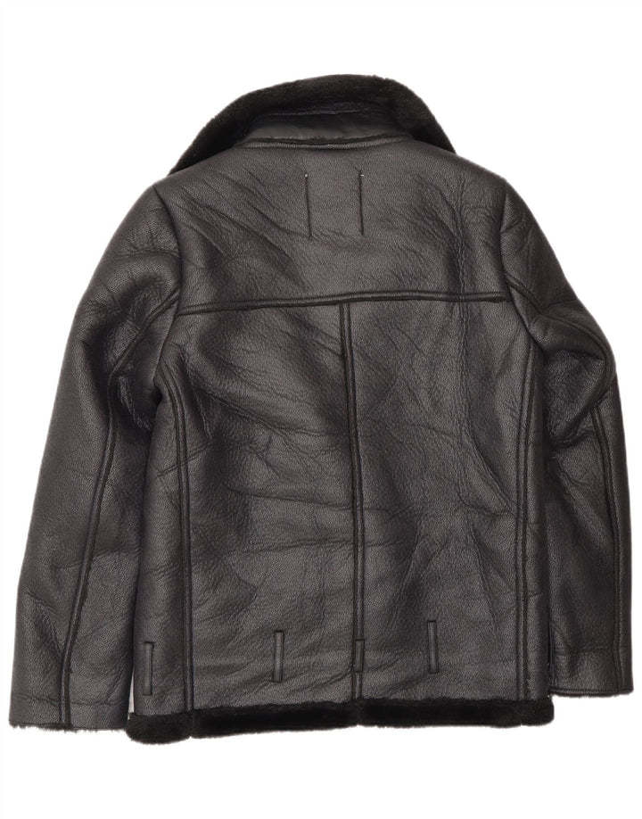 Damska kurtka typu oversize Biker Sherpa o luźnym kroju Zara UK 6 XS, czarny poliester