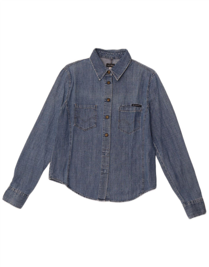 ARMANI JEANS Damska koszula dżinsowa UK 14 Średni niebieski, bawełniany