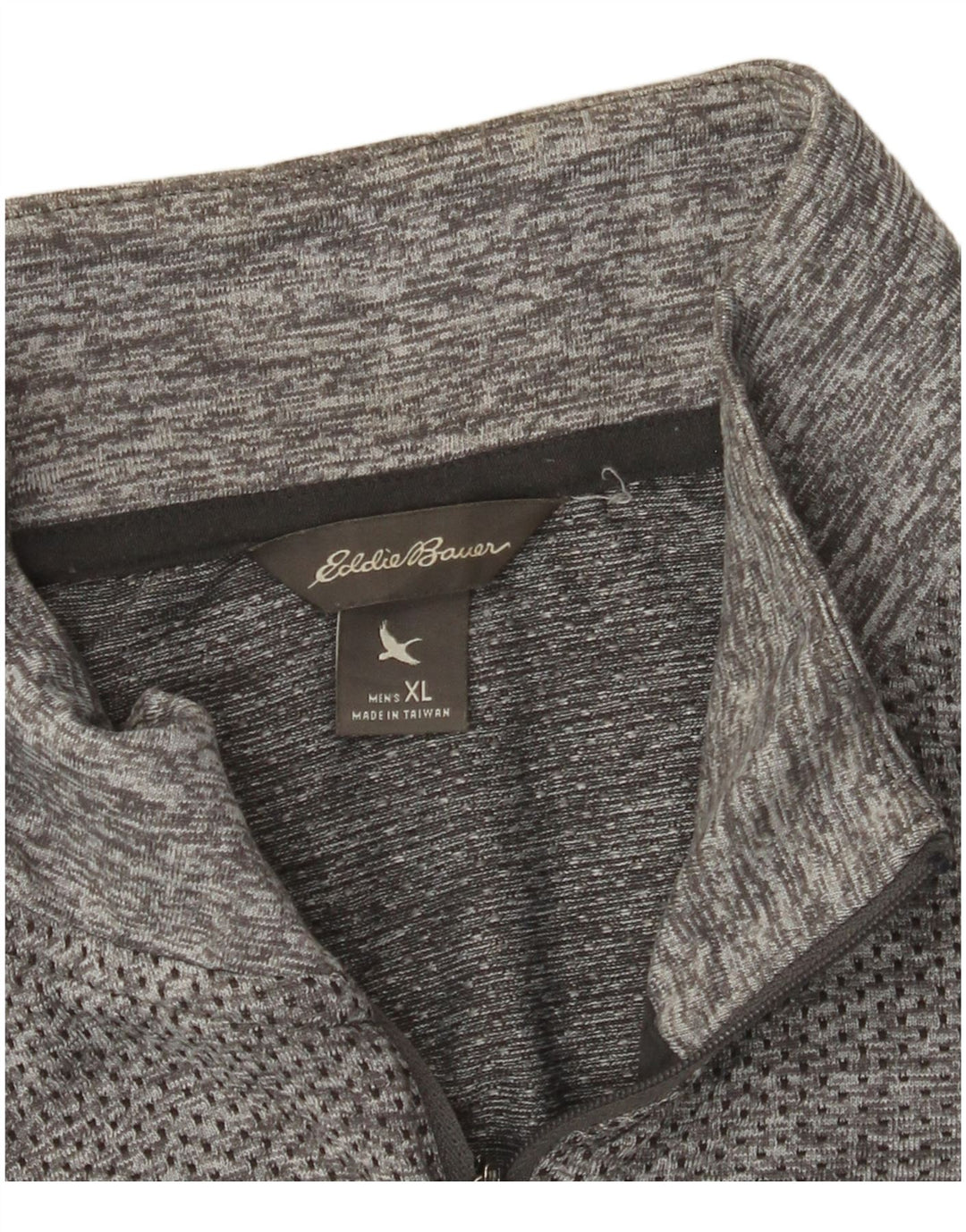 Męski dres EDDIE BAUER z zamkiem błyskawicznym i golfem XL, szary, nakrapiany