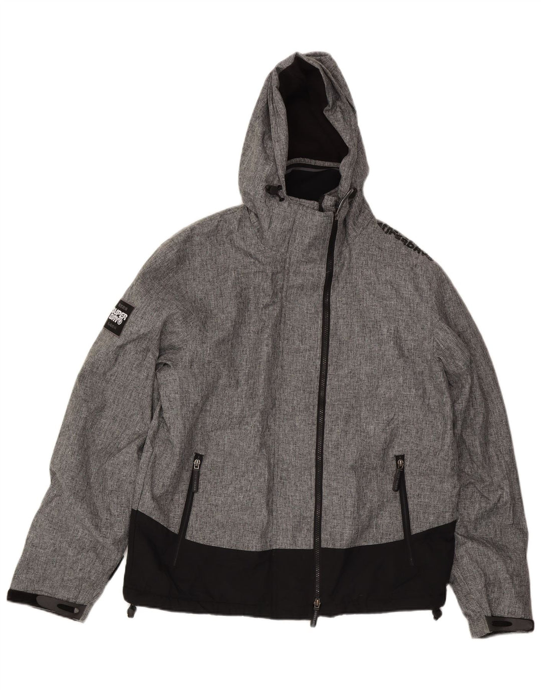 Damska kurtka wiatrówka z kapturem SUPERDRY UK 20 2XL Szary blok kolorów