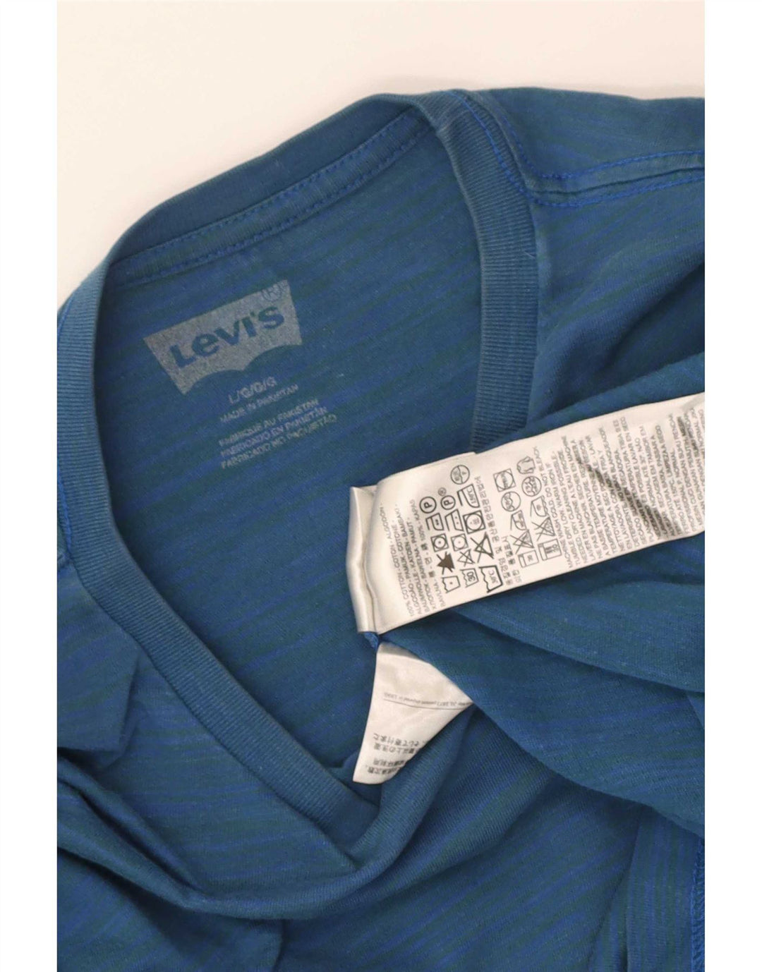 Męski top Levi's z długim rękawem, duży, niebieski, bawełniany w prążki