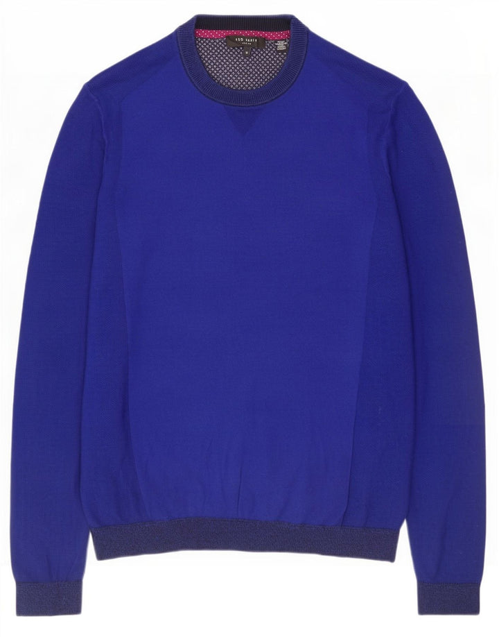 Męski sweter Ted Baker z okrągłym dekoltem, rozmiar 3, średni, granatowy, bawełniany