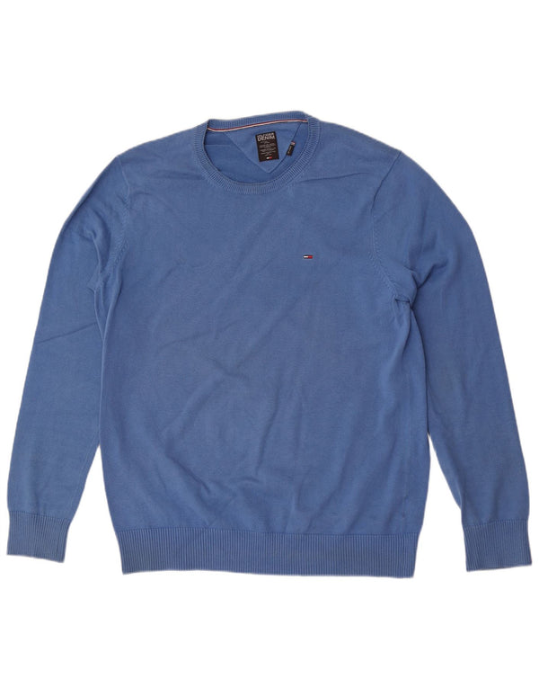 Męski sweter z okrągłym dekoltem Tommy Hilfiger 2XL, niebieska bawełna