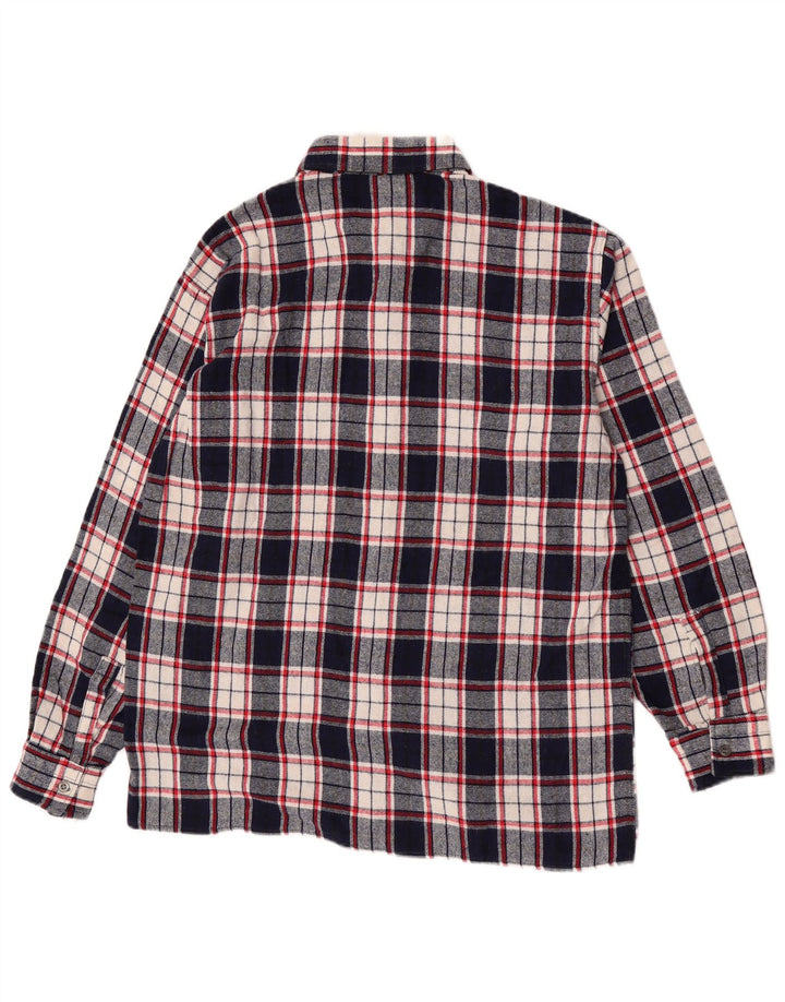 Vintage męska koszula flanelowa w kratkę, średni granat