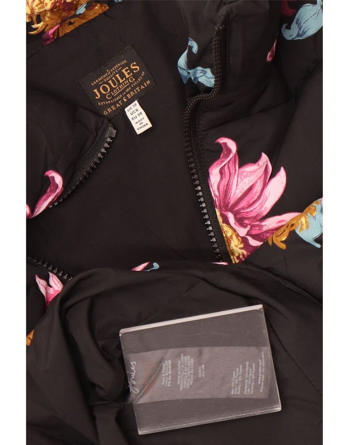 Damska kurtka oversize Joules UK 10, mała, czarna, z poliestru w kwiaty