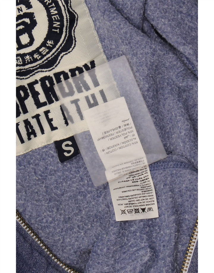 SUPERDRY Męski sweter z kapturem i zamkiem błyskawicznym, mały, niebieski, bawełniany