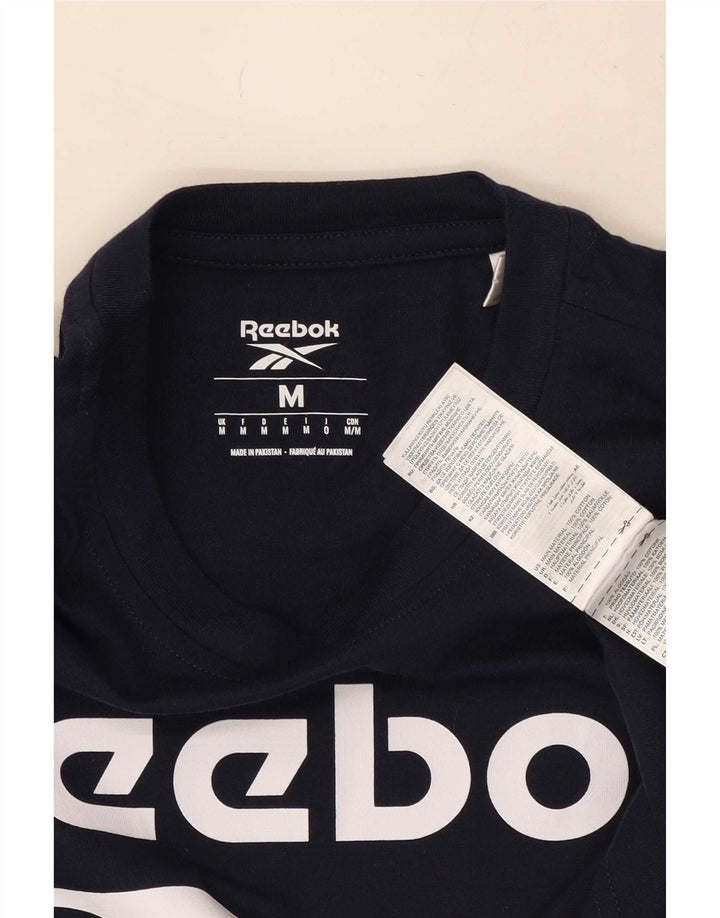 Męska koszulka z grafiką Reebok Top, średnia, granatowa, bawełniana