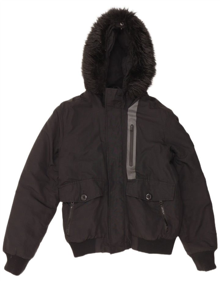 Męska wyściełana kurtka z kapturem Superdry UK 38 Średni czarny nylon