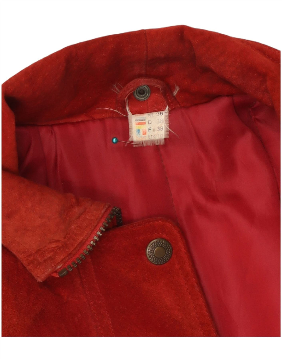 Vintage damski zamszowy płaszcz oversize UK 10 Small Red
