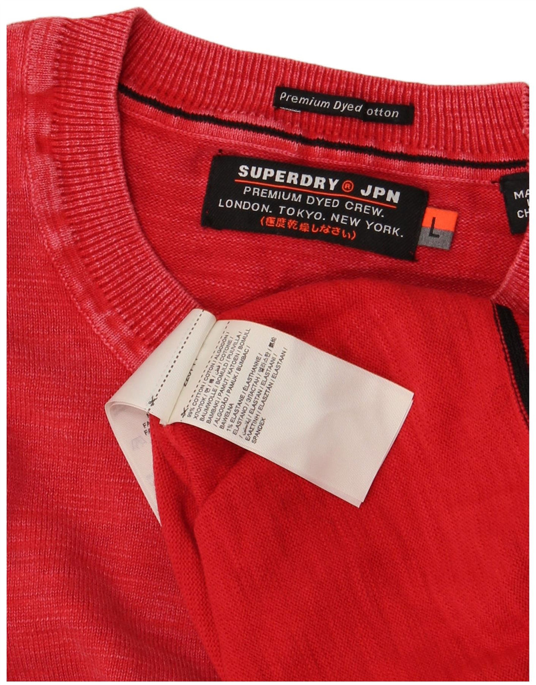 Męski sweter Superdry z okrągłym dekoltem, duży, czerwony, bawełniany
