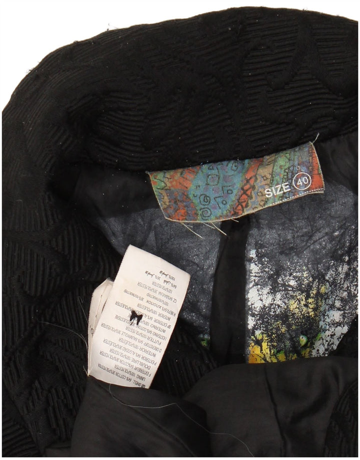 DESIGUAL Damski płaszcz w abstrakcyjny wzór EU 40, średni czarny, bawełniany