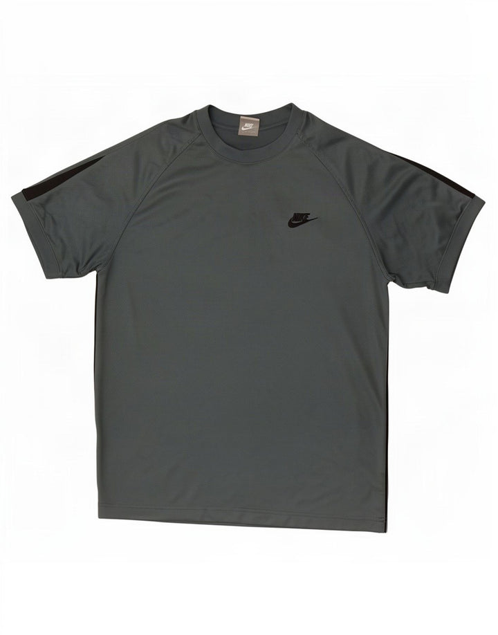 T-shirt męski Nike Top, średni zielony poliester z blokami kolorów