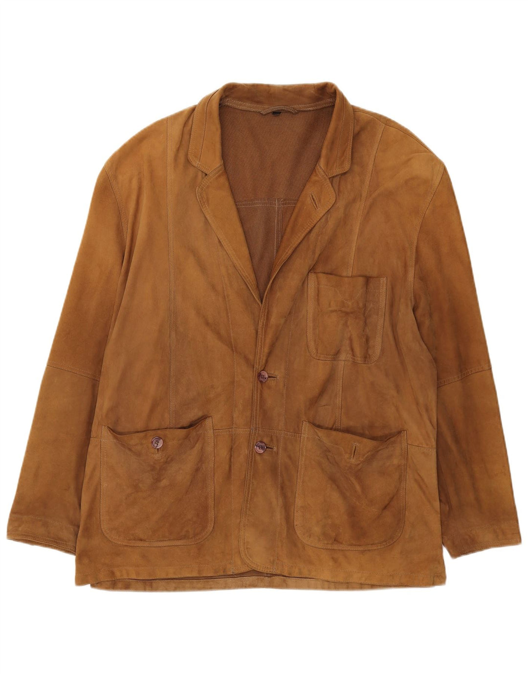 Męska marynarka zapinana na 2 guziki w stylu vintage, UK 42 XL, brązowa skóra