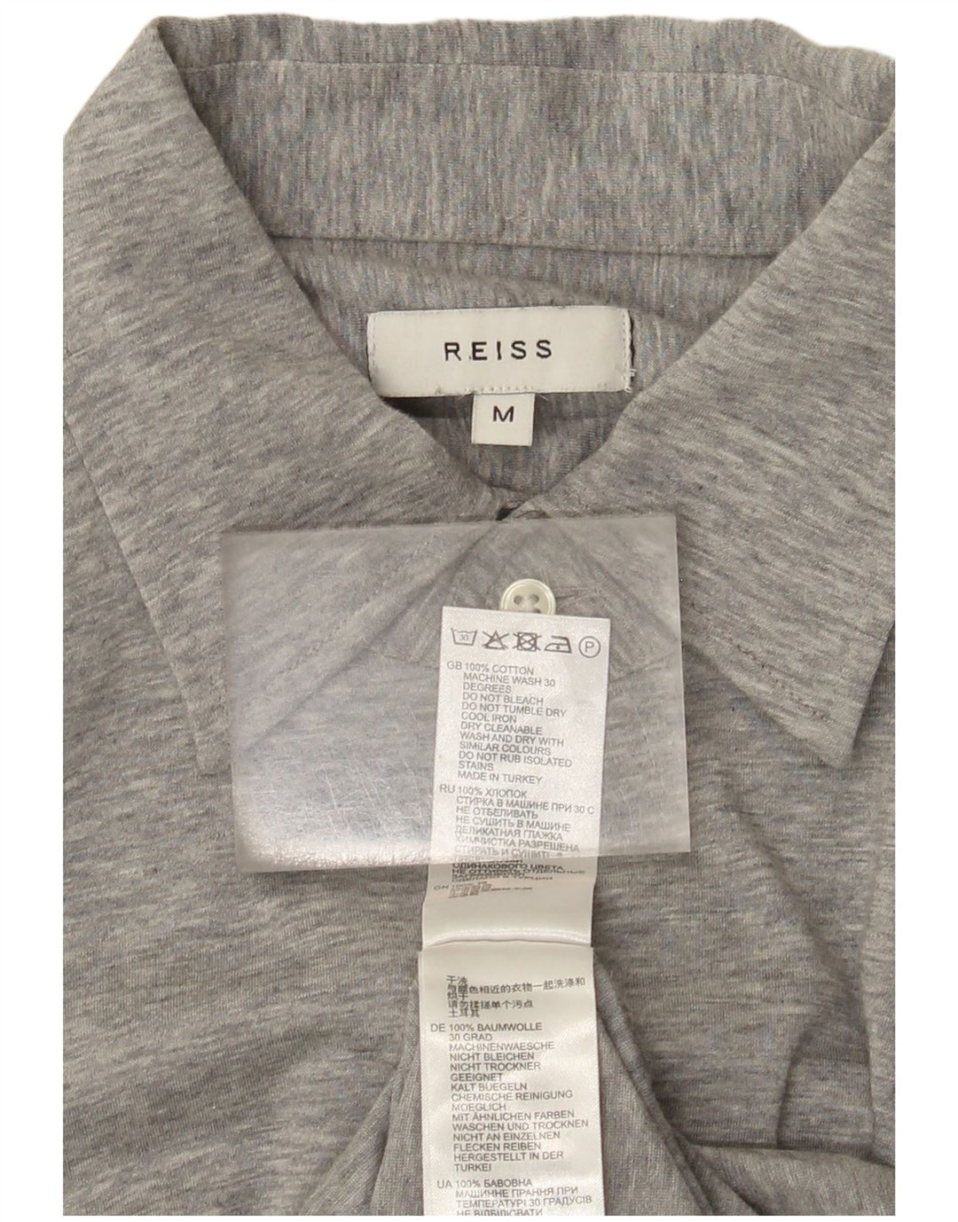 Koszula męska Reiss, średnioszara, bawełniana