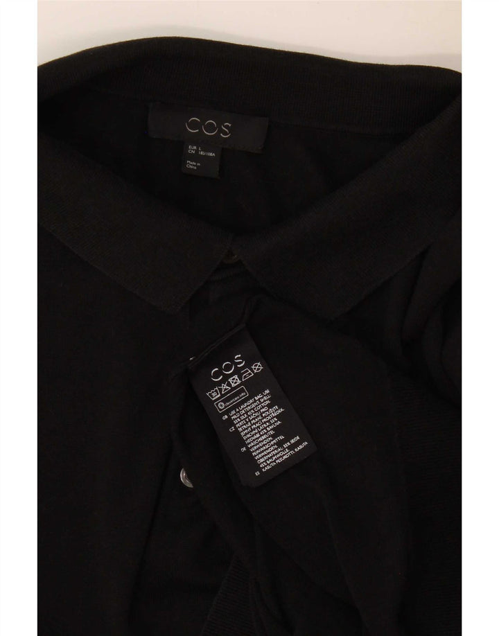 Cos Męski sweter polo, duży, czarny, jedwabny