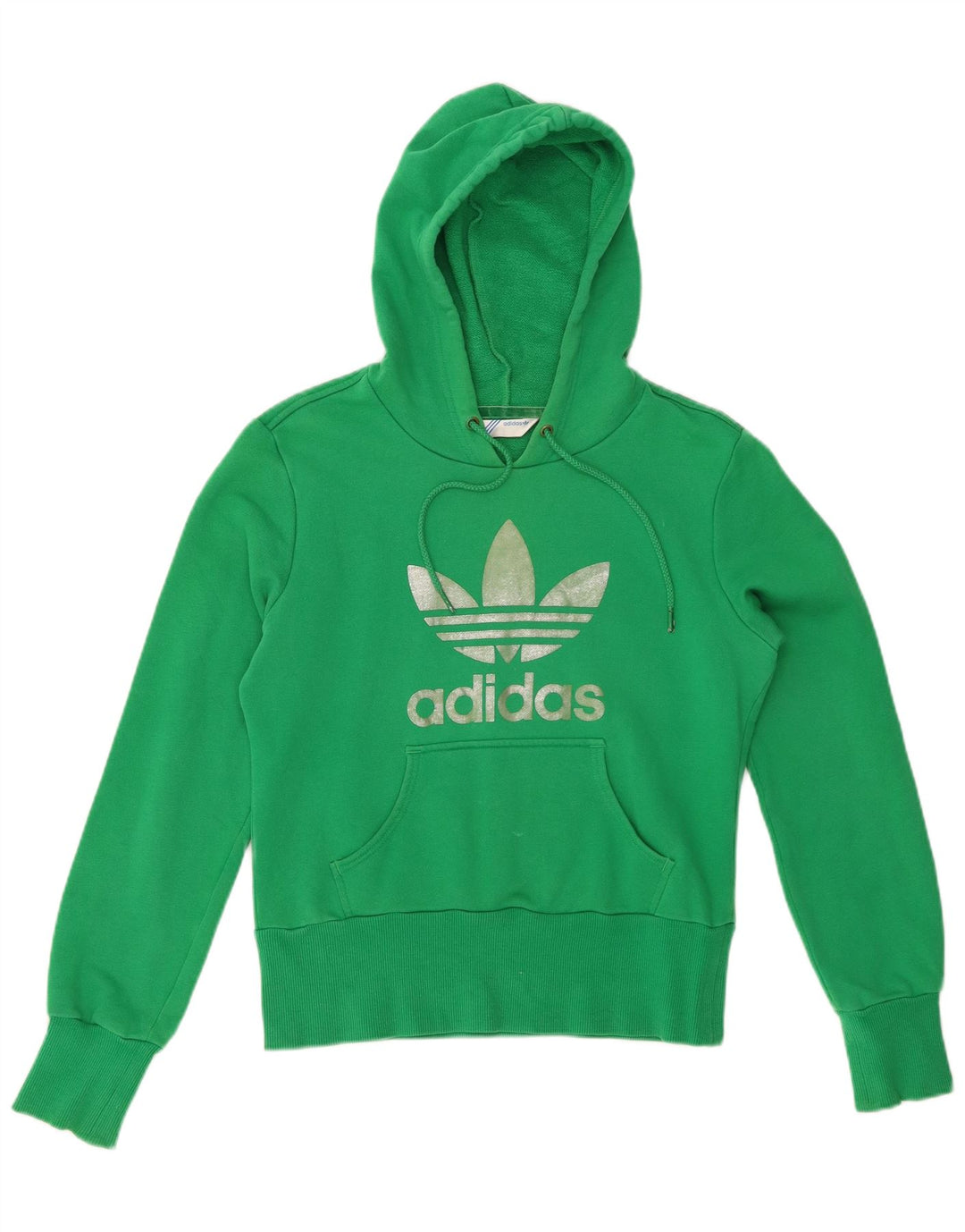 Damska bluza z kapturem ADIDAS Crop Graphic EU 38, średnia zielona bawełna