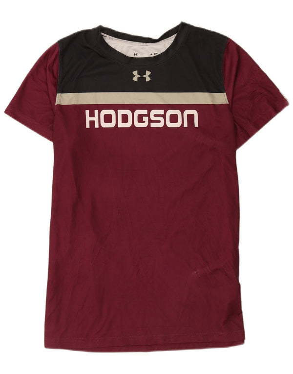 Męski T-shirt z grafiką Under Armour, duży, bordowy poliester z blokami kolorów