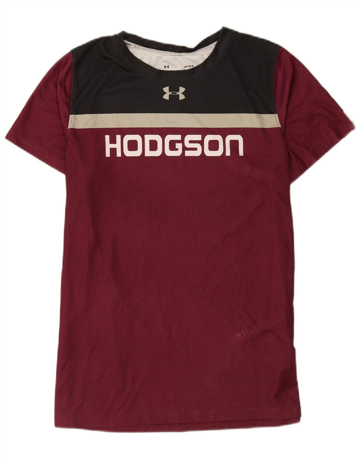 Męski T-shirt z grafiką Under Armour, duży, bordowy poliester z blokami kolorów