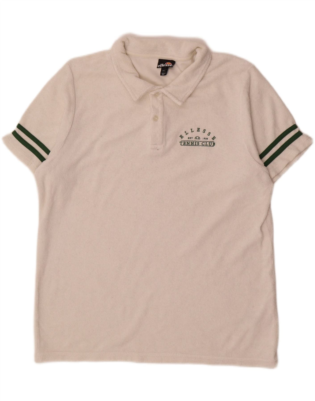 Męska aksamitna koszulka polo Ellesse, duża, biała, bawełniana