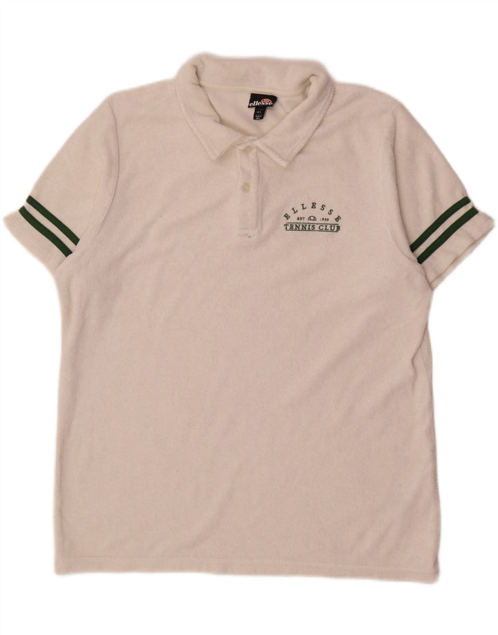 Męska aksamitna koszulka polo Ellesse, duża, biała, bawełniana