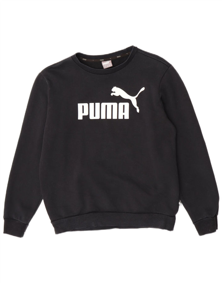 Męska bluza z grafiką Puma, średnia czarna, bawełniana