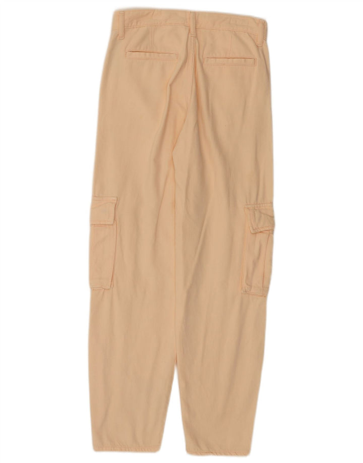 Damskie zwężane spodnie cargo z wysokim stanem LEVI W24 L28 Różowa bawełna