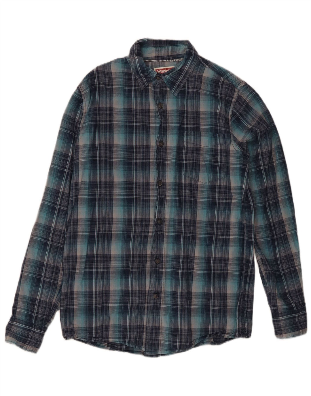 Wrangler Męska koszula flanelowa w małą niebieską kratkę, bawełniana