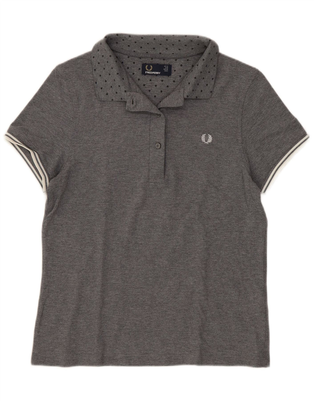 Damska koszulka polo Fred Perry UK 12, średnia, szara, bawełniana w cętki