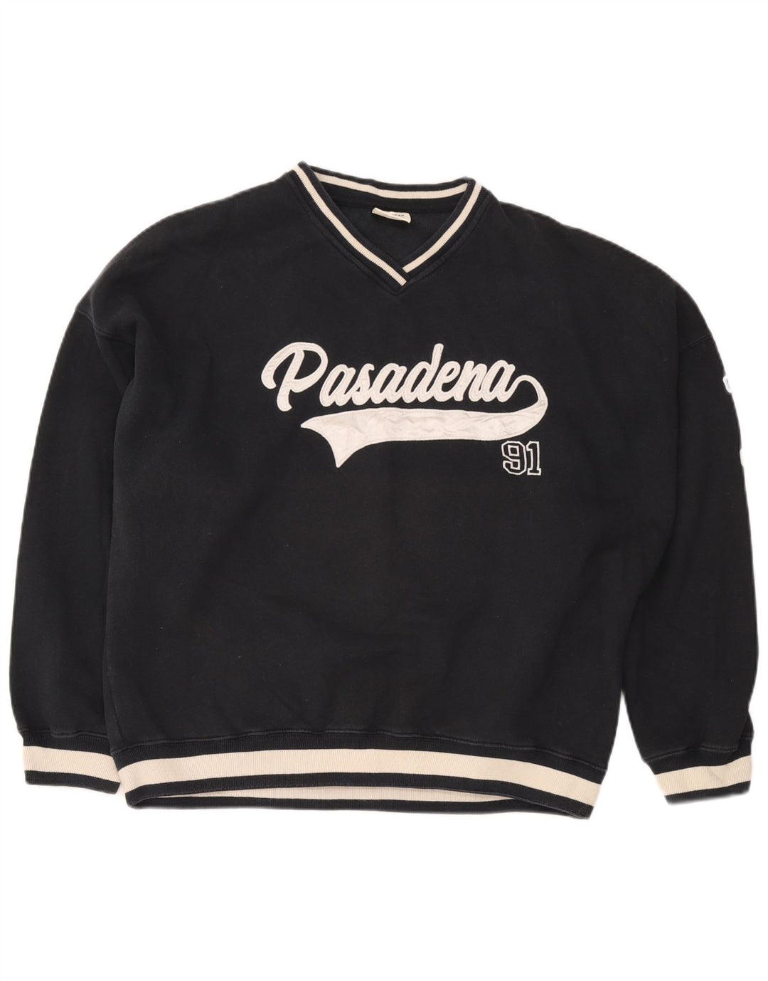 Męski sweter Pull & Bear Pasadena, duży, granatowy, z blokami kolorów