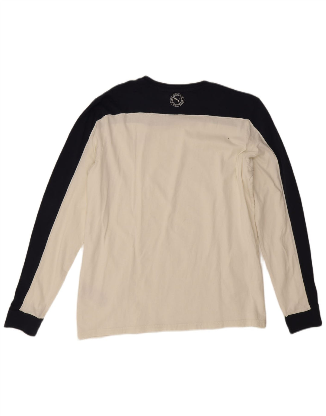 Męska koszulka Puma z długim rękawem, duża, złamanej bieli, bawełniana w bloki kolorów