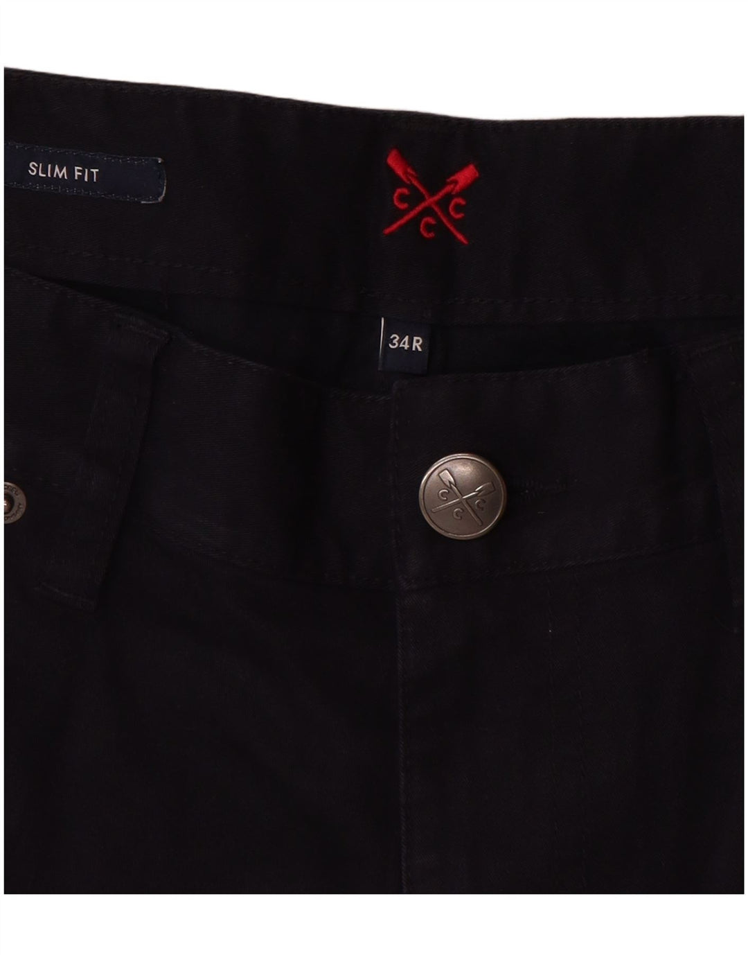 CREW CLOTHING Damskie spodnie typu casual slim fit W34 L31 Granatowa bawełna