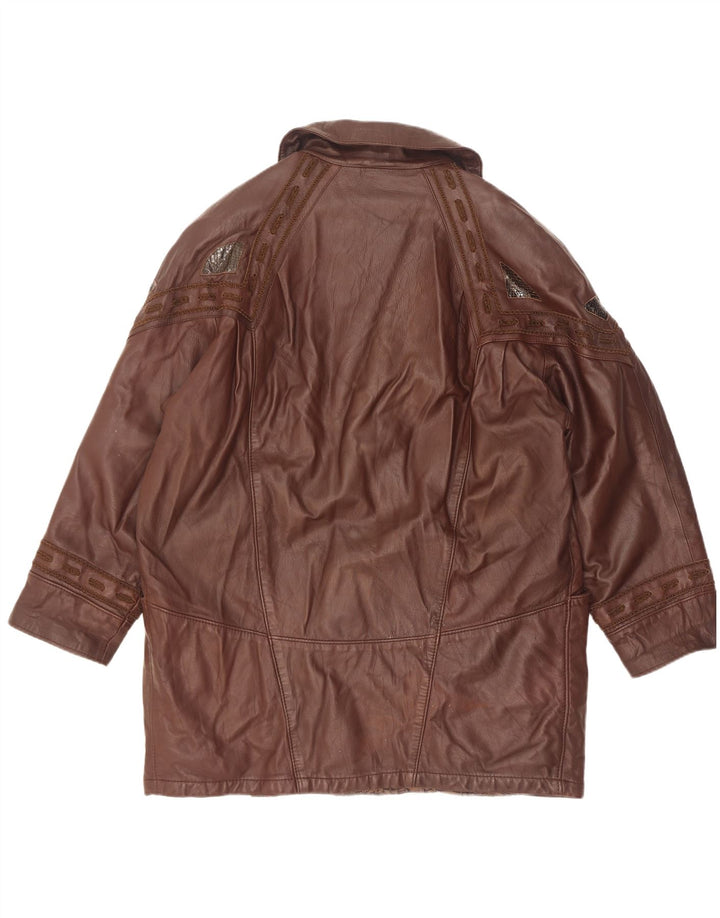 Marcos Damski płaszcz skórzany oversize IT 40 Small Brown Leather