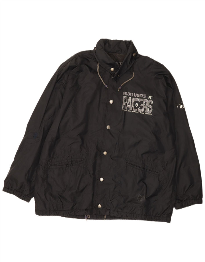 Męska kurtka przeciwdeszczowa NFL Raiders Graphic UK 42 XL, czarny nylon