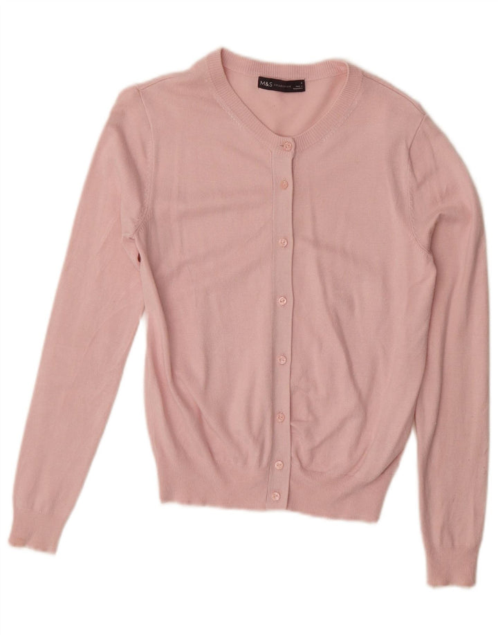 MARKS & SPENCER Damski sweter kardigan UK 8 Small Pink Wiskoza