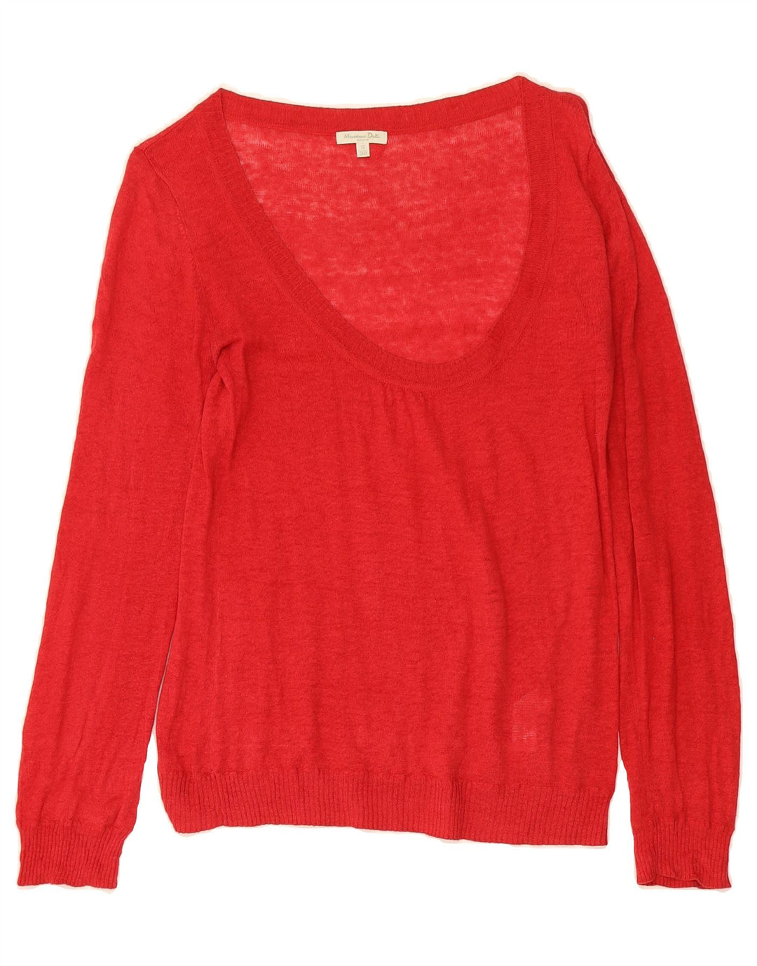 MASSIMO DUTTI Womens V-Neck Jumper Sweater UK 10 Small Red Cotton Vintage Massimo Dutti and Second-Hand Massimo Dutti from Messina Hembry 