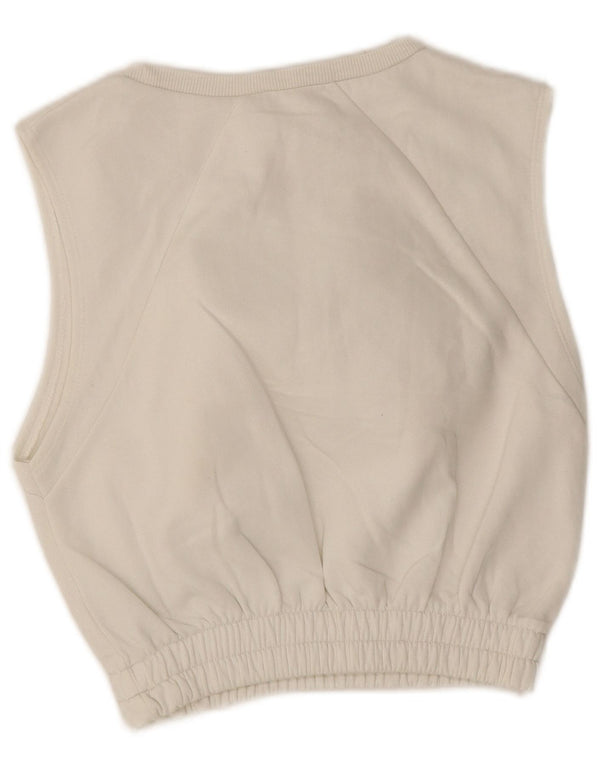 Bluza damska Zara Crop bez rękawów, sweter UK 10, mała, biała bawełna