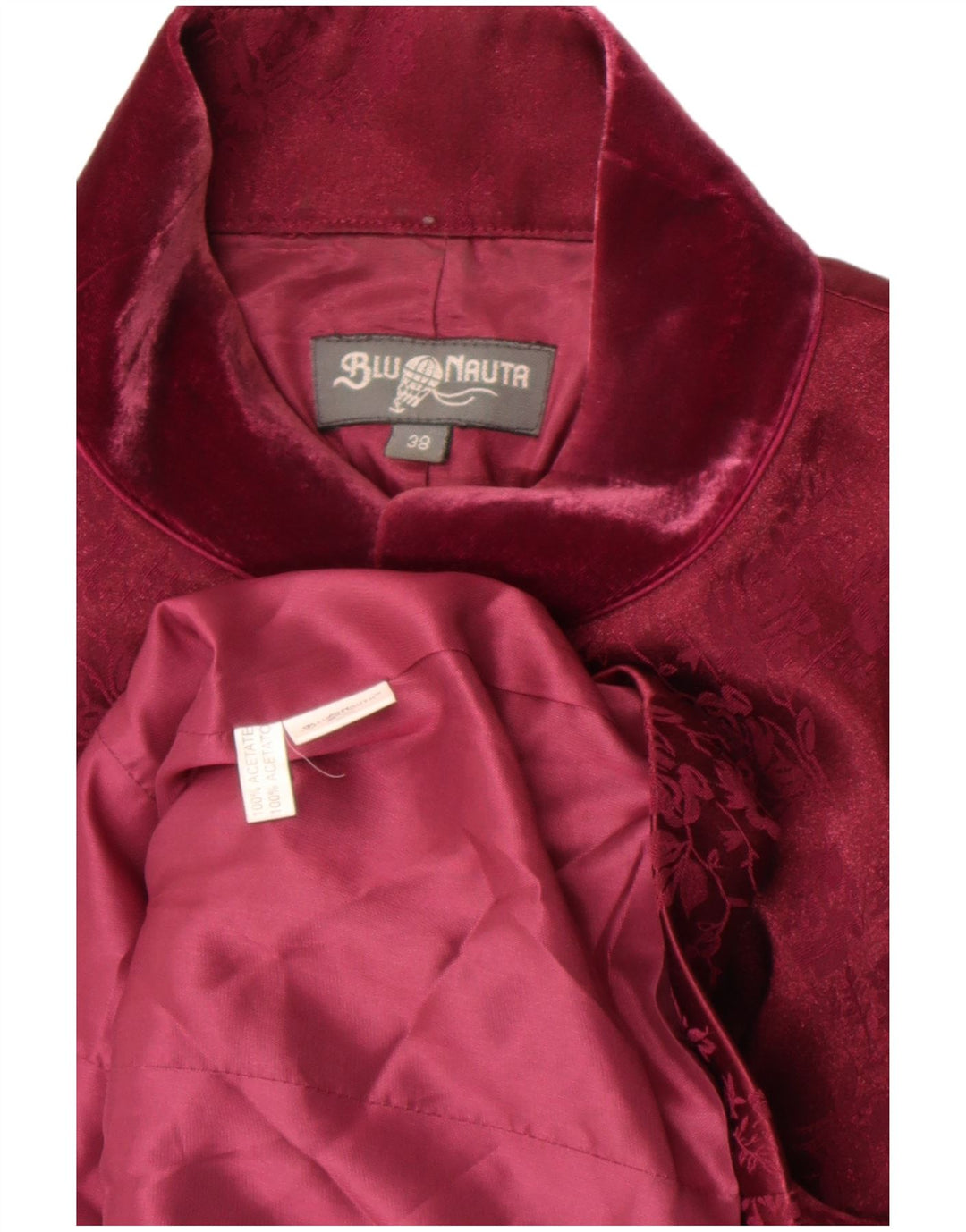 Blunauta Damska marynarka oversize zapinana na 3 guziki IT 38 XS Burgundowo-kwiatowa
