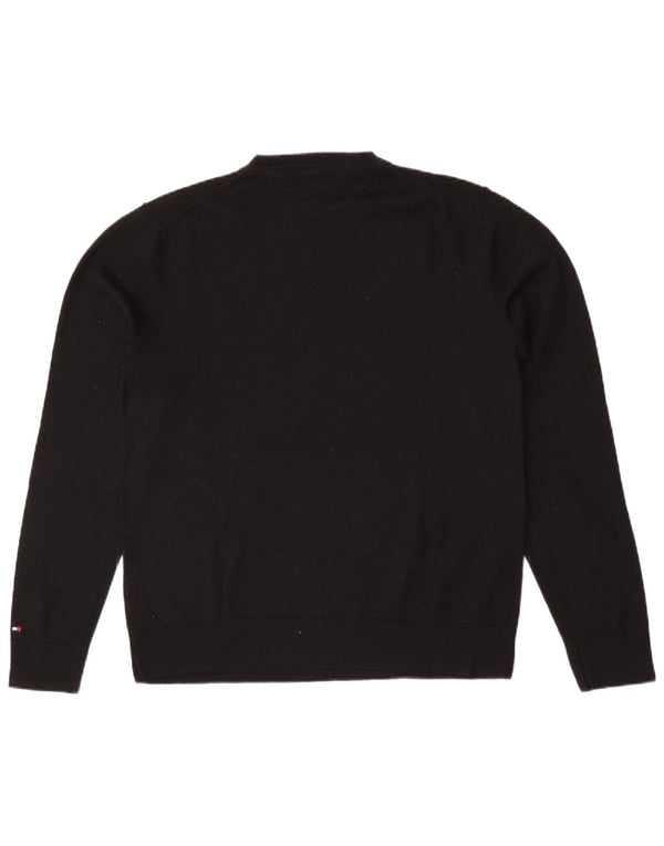 Męski sweter Tommy Hilfiger z dekoltem w kształcie litery V, XL, czarna wełna
