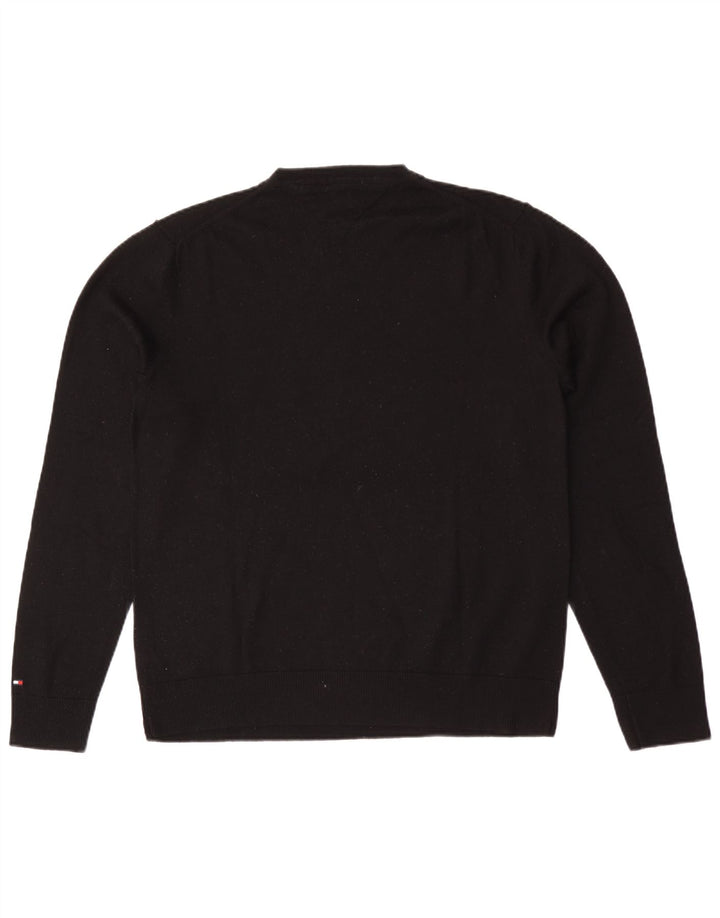Męski sweter Tommy Hilfiger z dekoltem w kształcie litery V, XL, czarna wełna