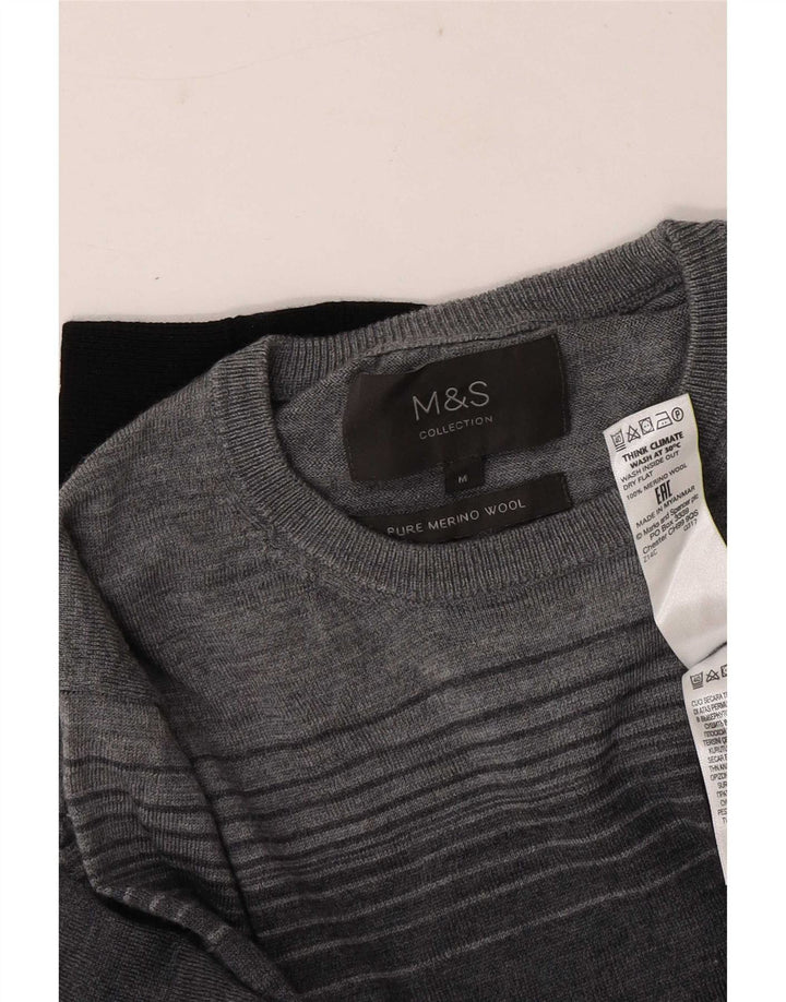 Marks & Spencer Męski sweter z okrągłym dekoltem, średni granat, blok kolorów