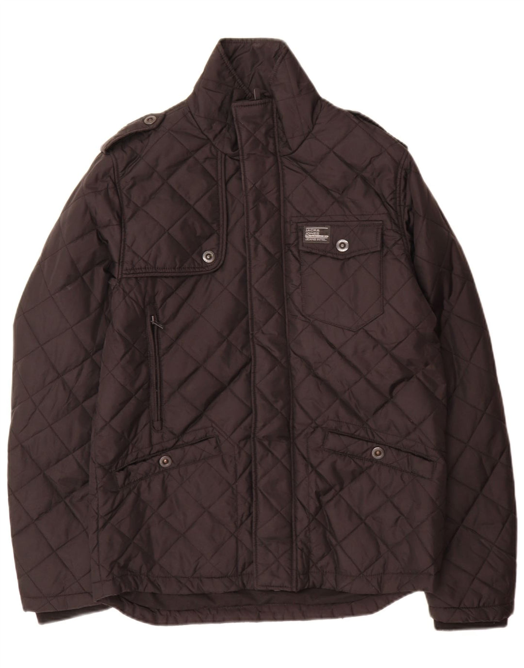 Męska pikowana kurtka wojskowa Jack & Jones UK 38, średni czarny nylon